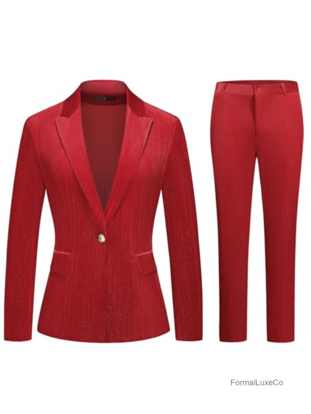 Women's Velvet 2-Piece Pantsuit Set Blazer & Pants Formal Business Suit